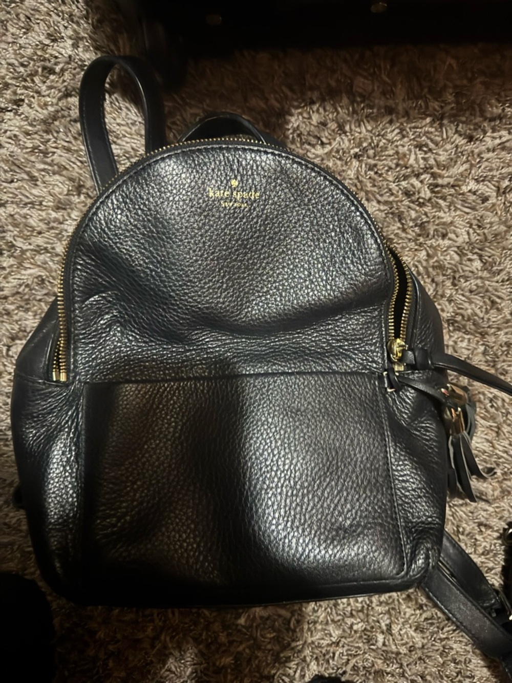 kate spade Black Pebbled Leather Mini Backpack